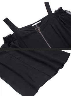 Stylish Black Slash Neck Sexy Slit Jumpsuits