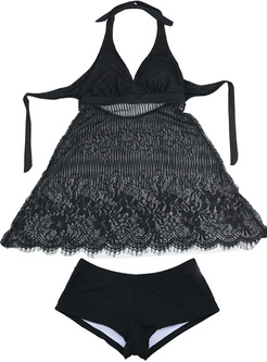 Sexy Black Lace Cover-up Swimsuit