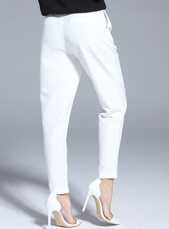 Work White Loose Straight Pants
