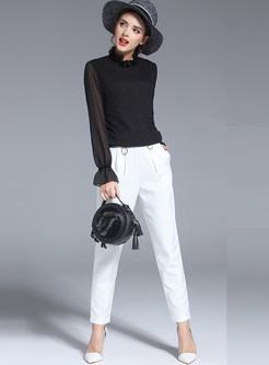 Work White Loose Straight Pants