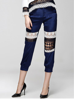 Vintage Lace Hollow Color-matched Pants 