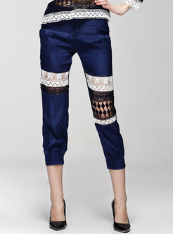 Vintage Lace Hollow Color-matched Pants 