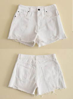 Sexy White High-waist Short Pants 