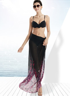 Straped Neck Bikini Swimwear With Mantillas