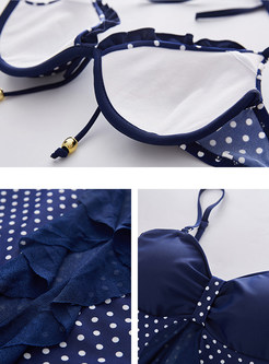 Dot Print Straped Neck Cover-up Swimwear