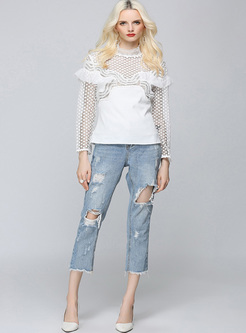 Sexy Lace Perspective Pullover Blouse
