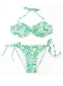 Bohemia Green Print Bandeau Neck Bikini