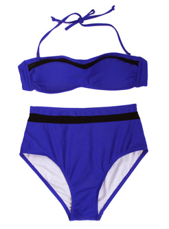 Brief Mesh Color-blocked Tankini Swimwear