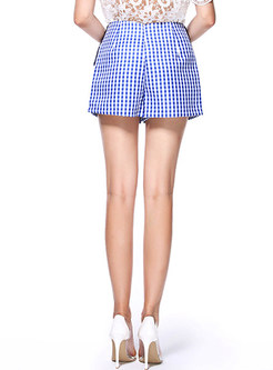 Lace Plaid High Waist Shorts
