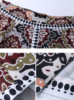 Ethnic Floral Print A-line Skirt