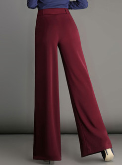 Pure Color High Waisted Wide Leg Pants