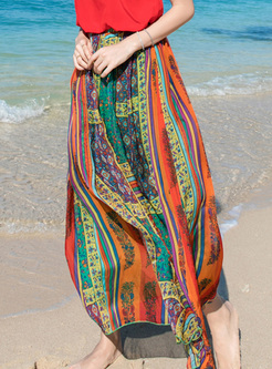 Ethnic Floral Print Sleeveless Maxi Dress