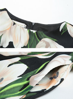 Lily Design Print Sleeveless Skater Dress