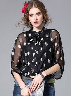 Sweet Floral Print Butterfly Sleeve Blouse With Camis