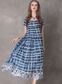 Bohemia Embroidery Falbala Hem Maxi Dress