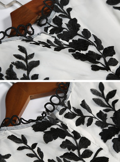 Chic Monochrome Embroidery Layered Dress