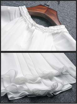 Elegant Layered Sleeve Chiffon Skater Dress