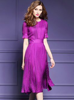 Elegant Purple High Waist Skater Dress