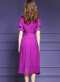 Elegant Purple High Waist Skater Dress