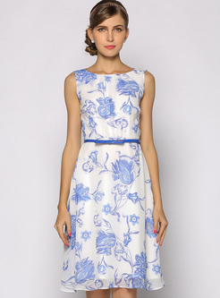 Dresses | Skater Dresses | Elegant Floral Print Sleeve A-line Dress
