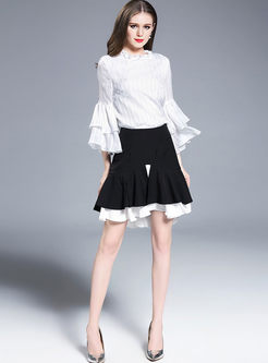 Fashionable High Waist Falbala Sheath Skirt 