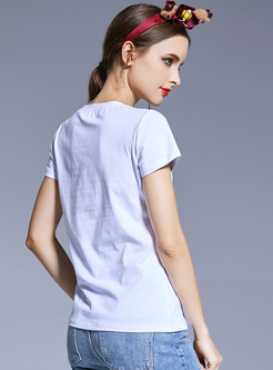 White Fish Sequin Slim T-shirt