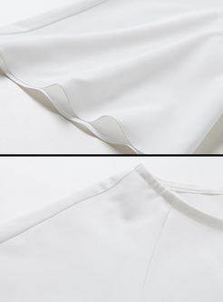 White O-neck Asymmetric Hem T-shirt