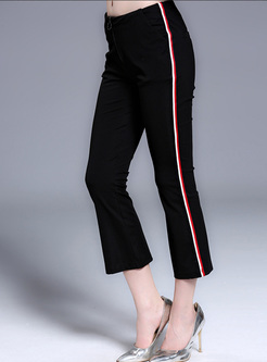 Chic Color-blocked Elastic Waist Flare Pants