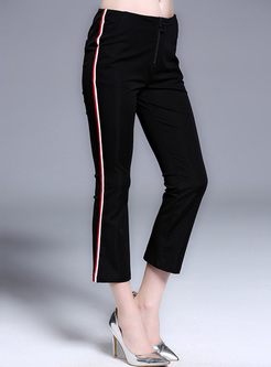 Chic Color-blocked Elastic Waist Flare Pants