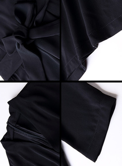 Elegant Black Slim V-neck Waist Jumpsuits
