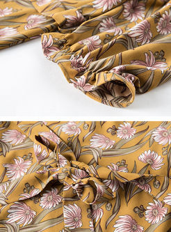 Cute Floral Ruffle Sleeve A-line Skater Dress 