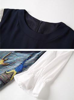 Stylish Embroidered Flare Sleeve Skater Dress