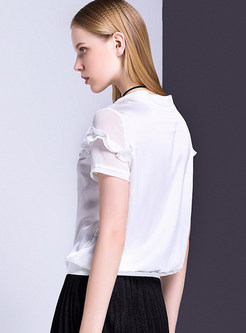 Pure Color Zipper Short Sleeve T-shirt