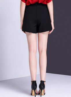 Fashion Asymmetry Extra Short Black Shorts