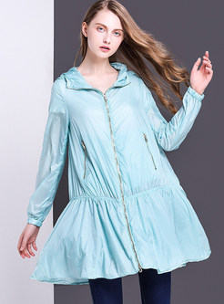 Pure Color See Through Loose Long Sleeve Coat