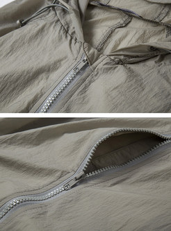 Fashion Loose Zipper Long Sleeve Coat
