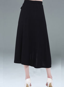 Casual Knitted Bowknot Slim Asymmetrical Skirt 