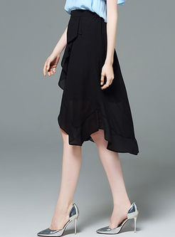 Fashionable Asymmetrical Falbala Slim Skirt
