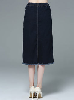 Fashionable Casual Fringed Slim Skirt 
