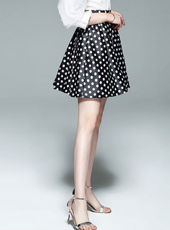 Stylish Dot Print High Waist Skirt