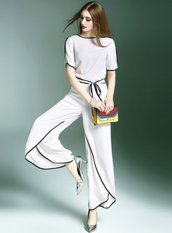 Elegant Monochrome Asymmetric Two-piece Outfit