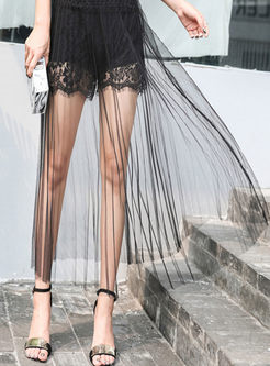 Sexy Lace Splicing Perspective Slim Skirt 