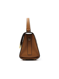 Fashion Pure Color Clasp Lock Crossbody & Top Handle Bag