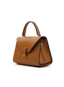 Fashion Pure Color Clasp Lock Crossbody & Top Handle Bag