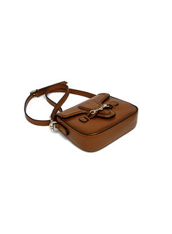Vintage Cowhide Leather Push Lock Crossbody Bag