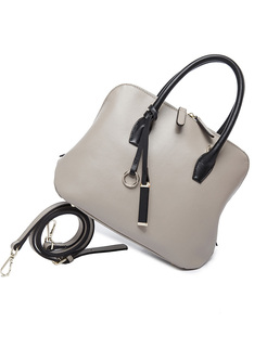 Brief Double-zippers Pocket Top Handle Bag