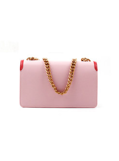 Hit Color Embroidered Letter-pattern Buckle Chain Tote Bag