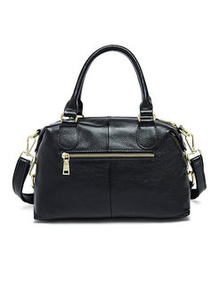Black Zipper Pocket Leather Crossbody Bag