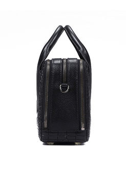 Black Croco Square-shaped Satchel Bag