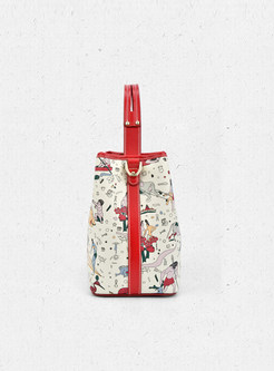 Brief Cartoon Design Zipper Pocket Top Handle Bag